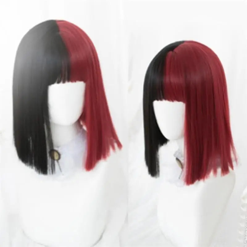 Black & Red Wig - 30CM Bob Wig - wig