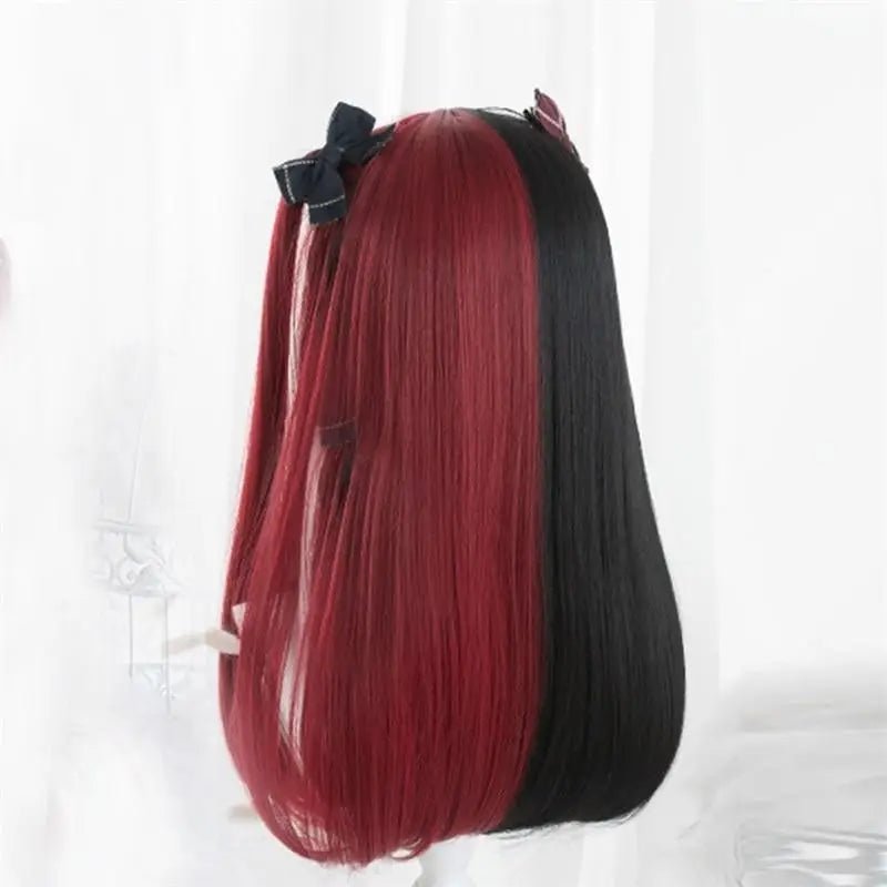Black and Red Two - Tone Long Wavy Lolita Wig Instock - Cosparty