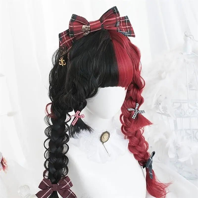 Black and Red Two - Tone Long Wavy Lolita Wig Instock - Cosparty