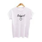 Black and White Baby Girl Tee with Heart Graphic - Cosparty