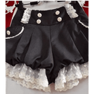 Black and White Bloomer - Style Shorts with Lace Ruffles and Pockets - Cosparty