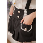 Black and White Bloomer-Style Shorts with Lace Ruffles and Pockets - Shorts