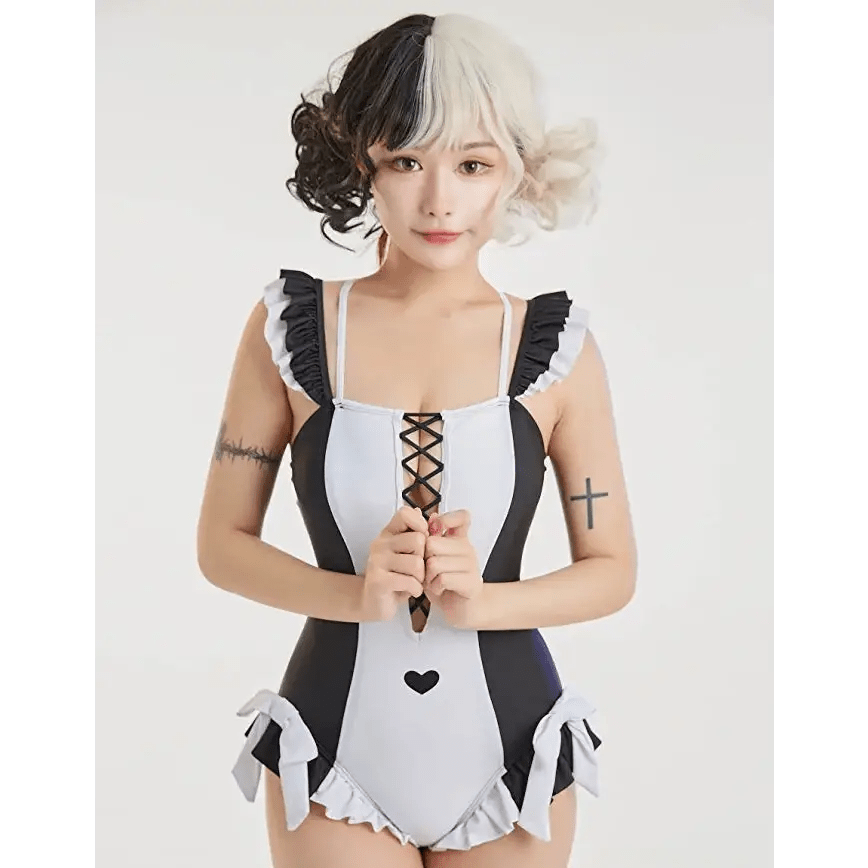 Black and White Joker Swimsuit Onesie for Stylish Versatility - Cosparty