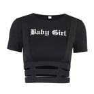 Black Baby Girl Crop Top with Suspender Harness for Gothic Style - crop top