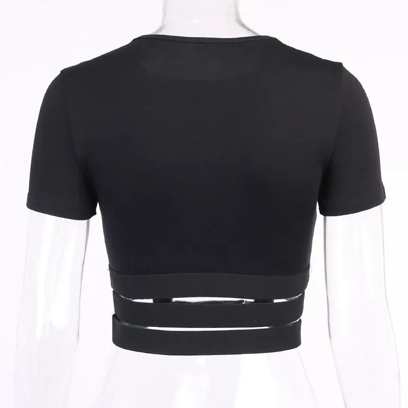 Black Baby Girl Crop Top with Suspender Harness for Gothic Style - crop top