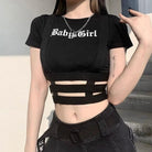 Black Baby Girl Crop Top with Suspender Harness for Gothic Style - Cosparty
