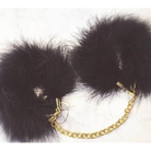 Black Fur Handcuffs with Plush Vegan Fur and Brushed Gold Chain - handcuffs