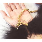 Black Fur Handcuffs with Plush Vegan Fur and Brushed Gold Chain - handcuffs