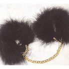 Black Fur Handcuffs with Plush Vegan Fur and Brushed Gold Chain - Cosparty