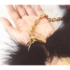 Black Fur Handcuffs with Plush Vegan Fur and Brushed Gold Chain - Cosparty