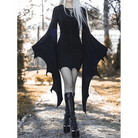 Black Gothic Forest Witch Dress with Flowy Wing Style Sleeves - Cosparty