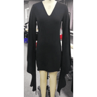 Black Gothic Forest Witch Dress with Flowy Wing Style Sleeves - Cosparty