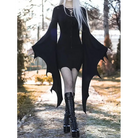 Black Gothic Forest Witch Dress with Flowy Wing Style Sleeves - S - dress