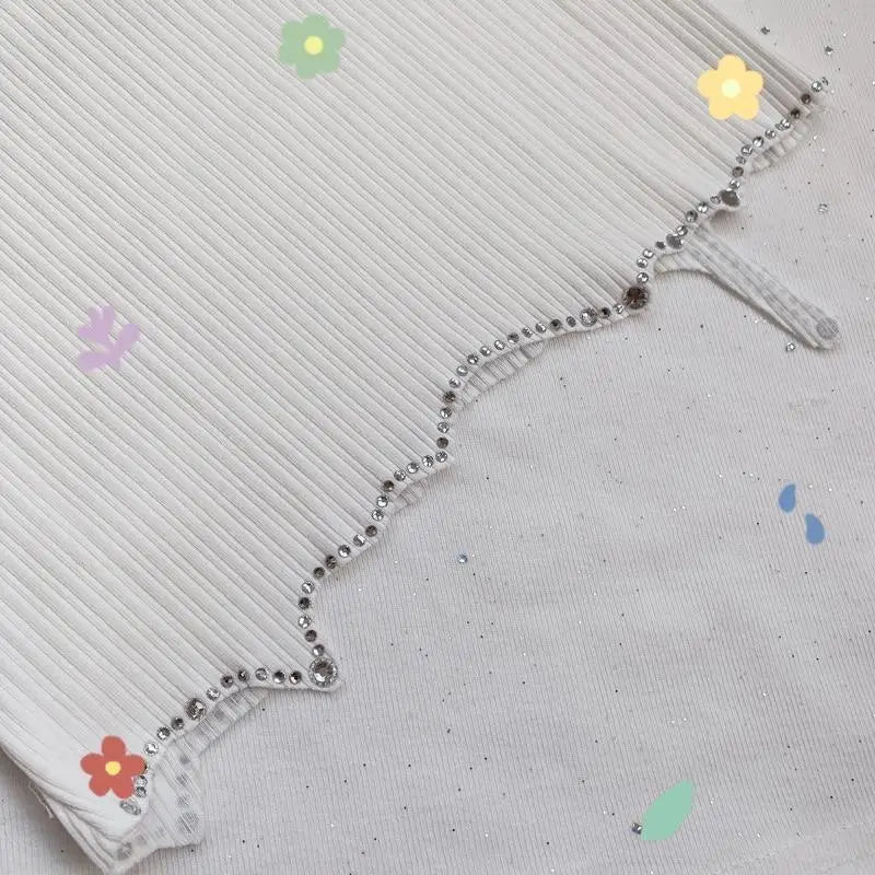 Black Long Sleeve Rhinestone Embellished Babygirl Crop Top Instock - Cosparty