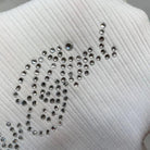 Black Long Sleeve Rhinestone Embellished Babygirl Crop Top Instock - Cosparty