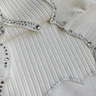 Black Long Sleeve Rhinestone Embellished Babygirl Crop Top Instock - Cosparty