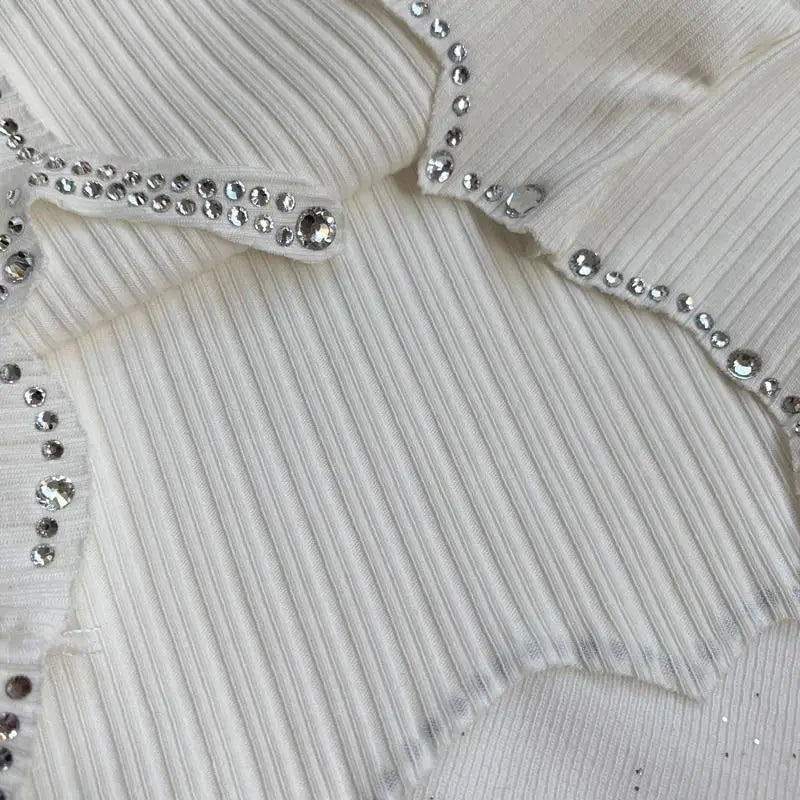 Black Long Sleeve Rhinestone Embellished Babygirl Crop Top Instock - Cosparty