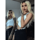 Black Long Sleeve Rhinestone Embellished Babygirl Crop Top Instock - Cosparty