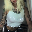 Black Long Sleeve Rhinestone Embellished Babygirl Crop Top Instock - Cosparty