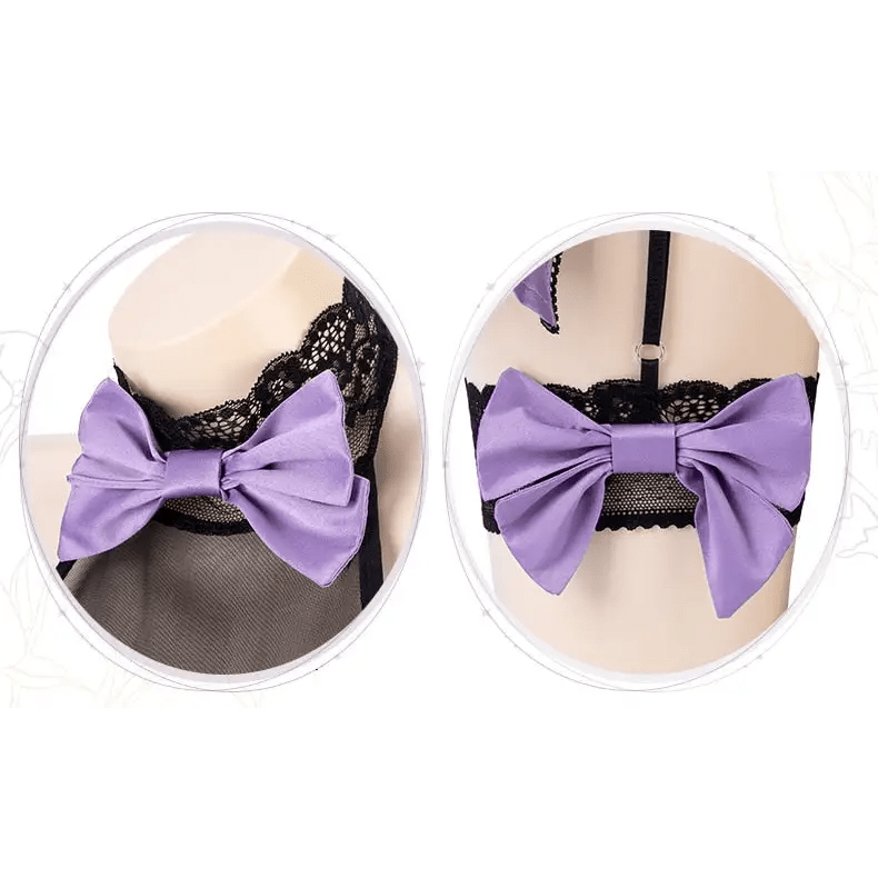 Black & Purple Leather Succubus Bodysuit Set for Gothic Styles - Cosparty