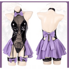 Black & Purple Leather Succubus Bodysuit Set for Gothic Styles - Cosparty