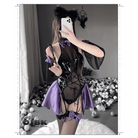 Black & Purple Leather Succubus Bodysuit Set for Gothic Styles - Cosparty