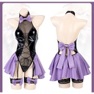 Black & Purple Leather Succubus Bodysuit Set for Gothic Styles - Costumes