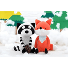 Black Striped Raccoon and Brown Fox Plushies in New Condition - Cosparty