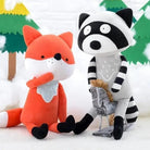 Black Striped Raccoon and Brown Fox Plushies in New Condition - Cosparty