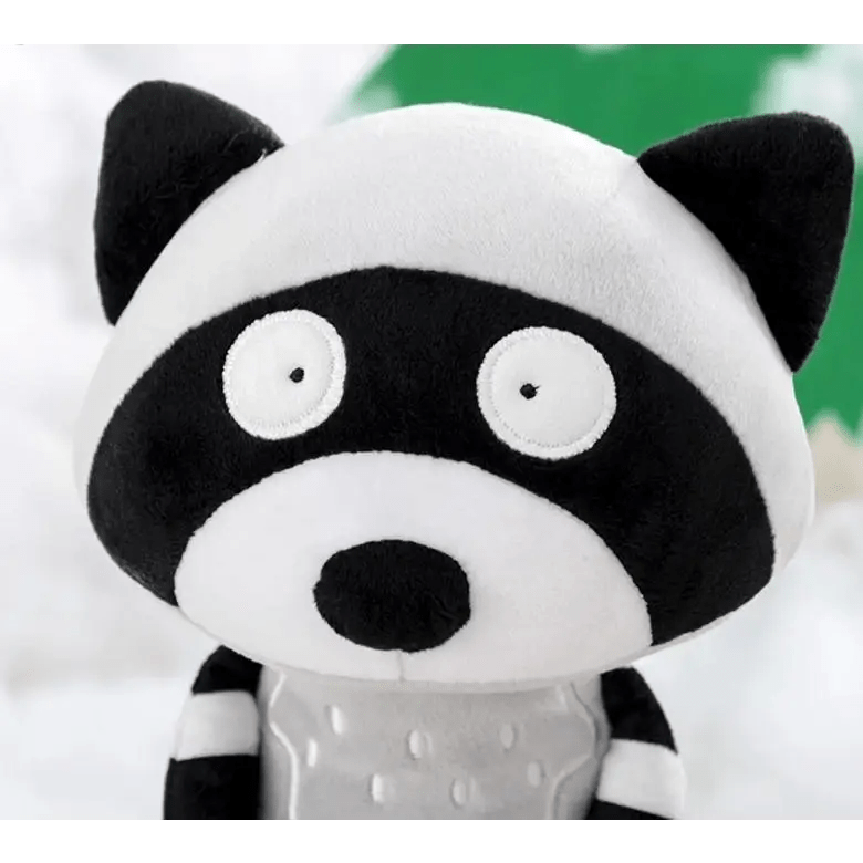 Black Striped Raccoon and Brown Fox Plushies in New Condition - Cosparty