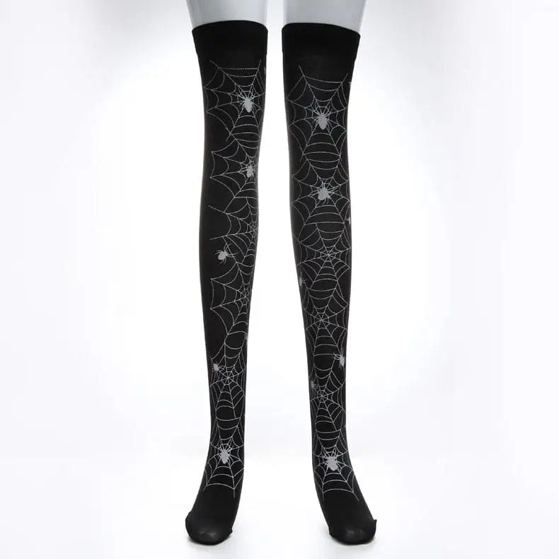 Black Thigh-High Tights for Gothic and Grunge Fashion - socks