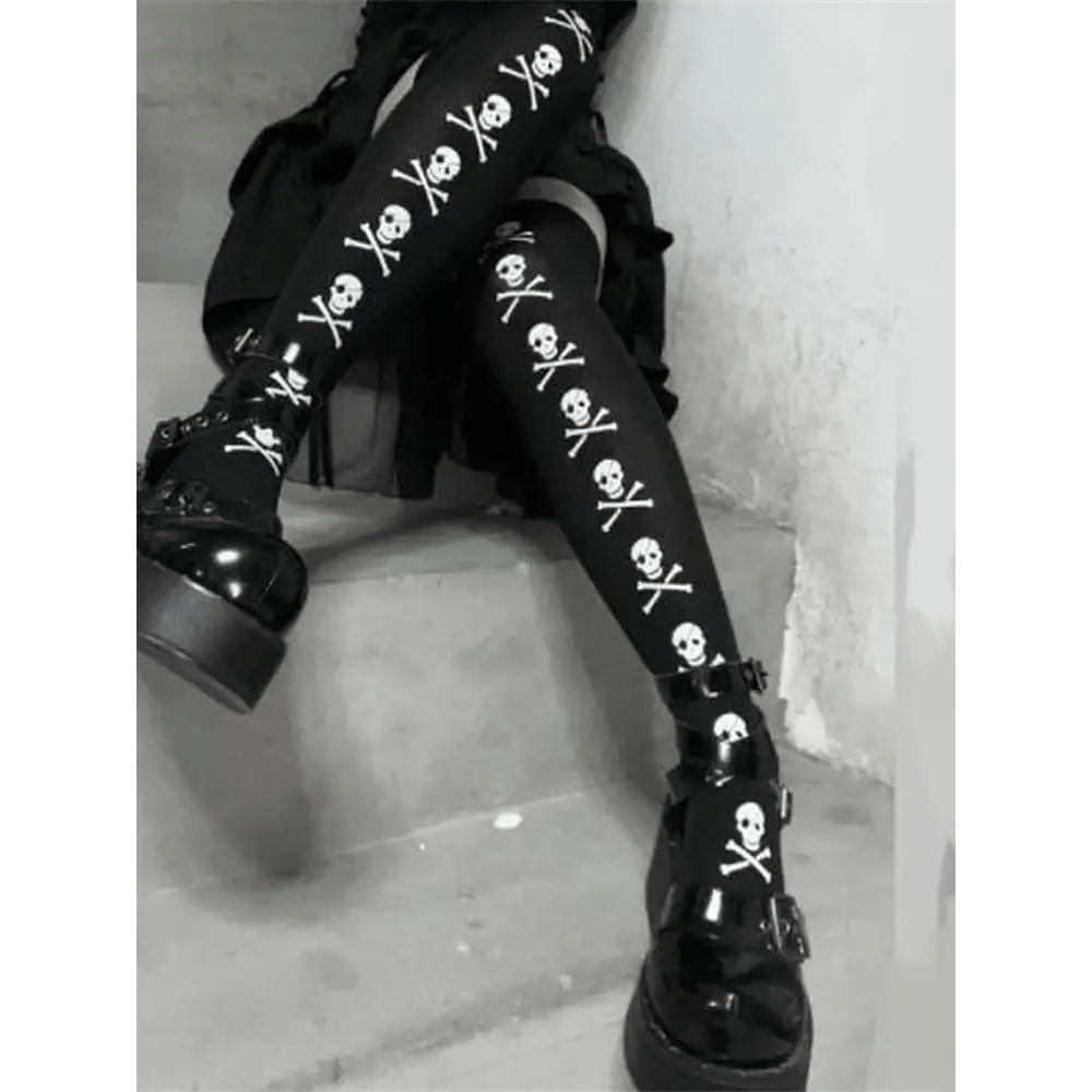 Black Thigh - High Tights for Gothic and Grunge Fashion - Cosparty
