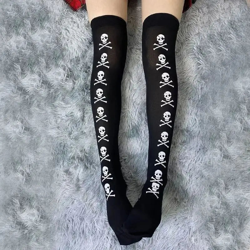Black Thigh - High Tights for Gothic and Grunge Fashion - Cosparty