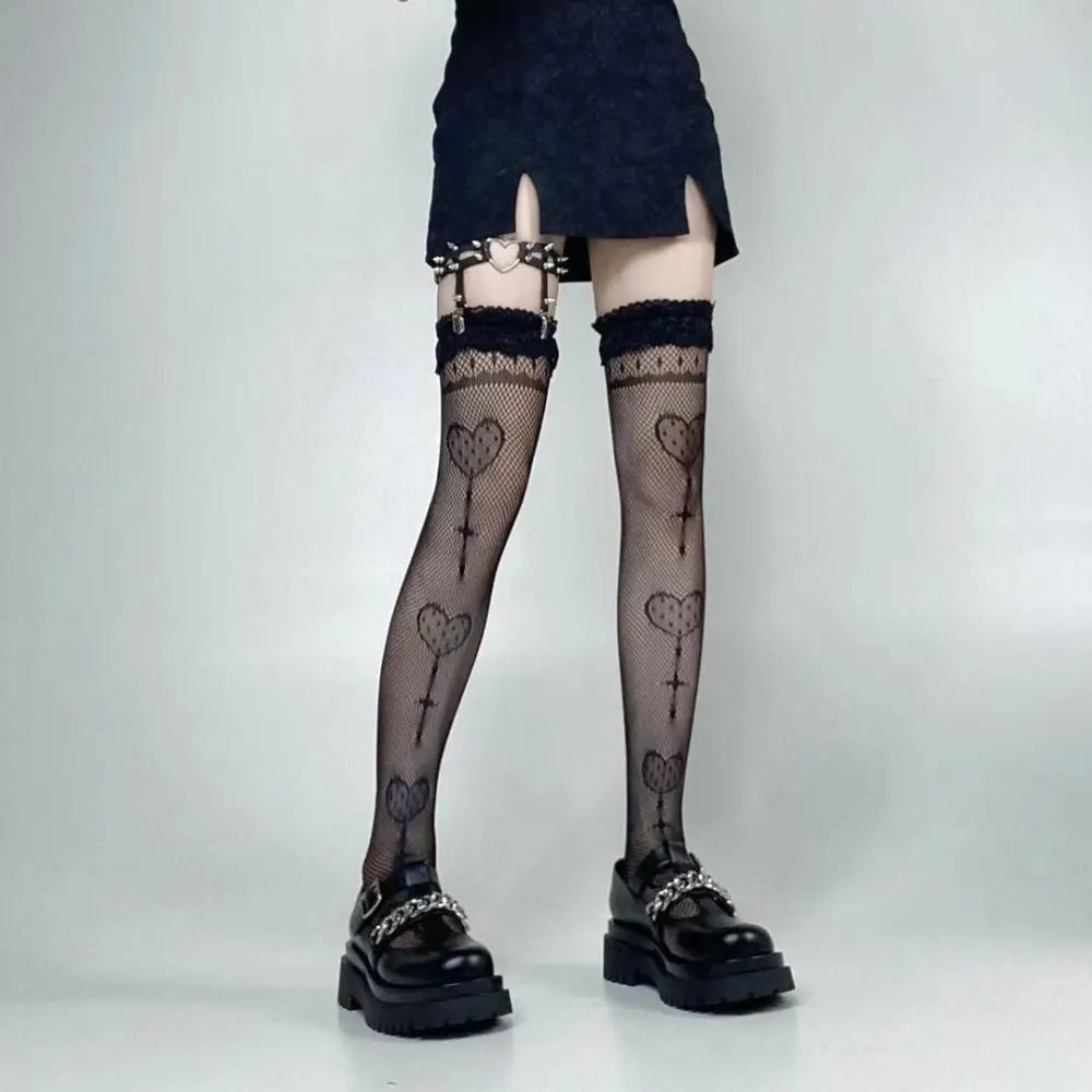 Black Thigh - High Tights for Gothic and Grunge Fashion - Cosparty