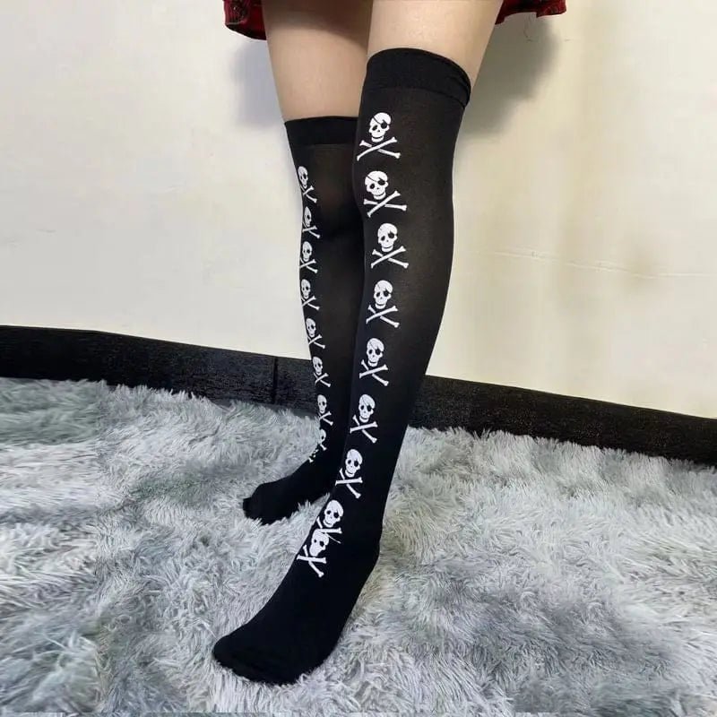 Black Thigh - High Tights for Gothic and Grunge Fashion - Cosparty