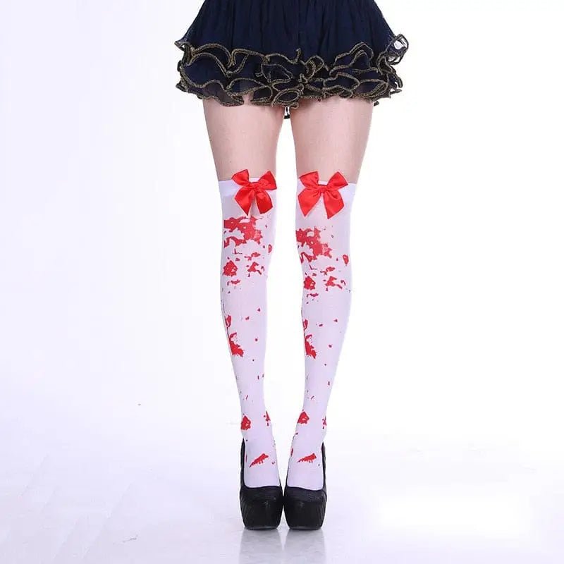 Black Thigh - High Tights for Gothic and Grunge Fashion - Cosparty