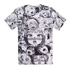 Ahegao Manga Anime T-shirt Top Black White Comic Plus Size