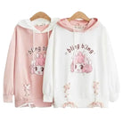 Bling Bling Bunny Anime Girl Hoodie in Pastel - Length 58cm - hoodie