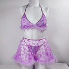 Blooming Butterfly Lingerie Set with Sheer Lace Skirt - lingerie