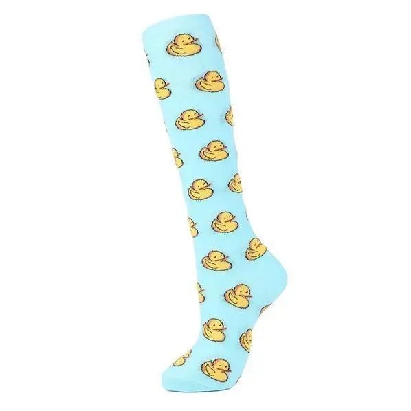 Blue and Yellow Ducky Knee Highs in Quality Cotton Fabric - Cosparty