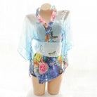 Blue Floral Butterfly Kimono Lingerie for a Seductive Look - costume