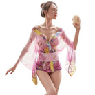 Blue Floral Butterfly Kimono Lingerie for a Seductive Look - costume