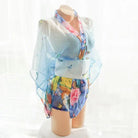 Blue Floral Butterfly Kimono Lingerie for a Seductive Look - costume