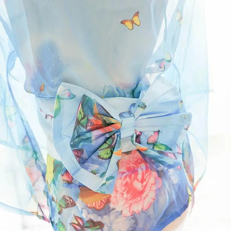 Blue Floral Butterfly Kimono Lingerie for a Seductive Look - costume