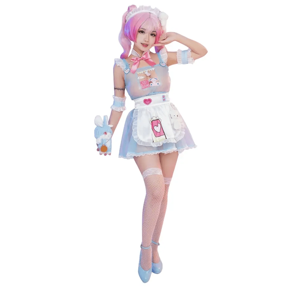 Blue Mesh Fairy - Kei Maid Cosplay Set with Matching Undergarments - Cosparty
