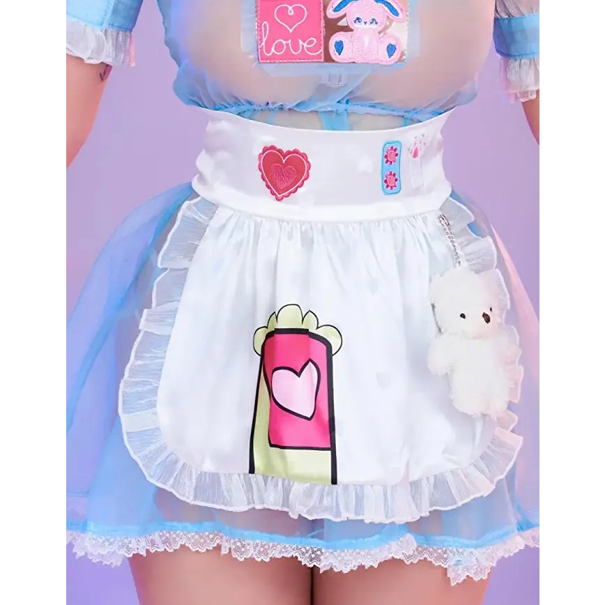 Blue Mesh Fairy-Kei Maid Cosplay Set with Matching Undergarments - cosplay