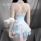 Blue Ruffled Lolita Maid Dress for Pastel Cuties - Cosparty