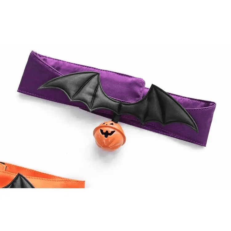 Bold Black and Purple Halloween Chokers with Pumpkins and Bat Wings - Cosparty