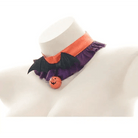 Bold Black and Purple Halloween Chokers with Pumpkins and Bat Wings - Cosparty