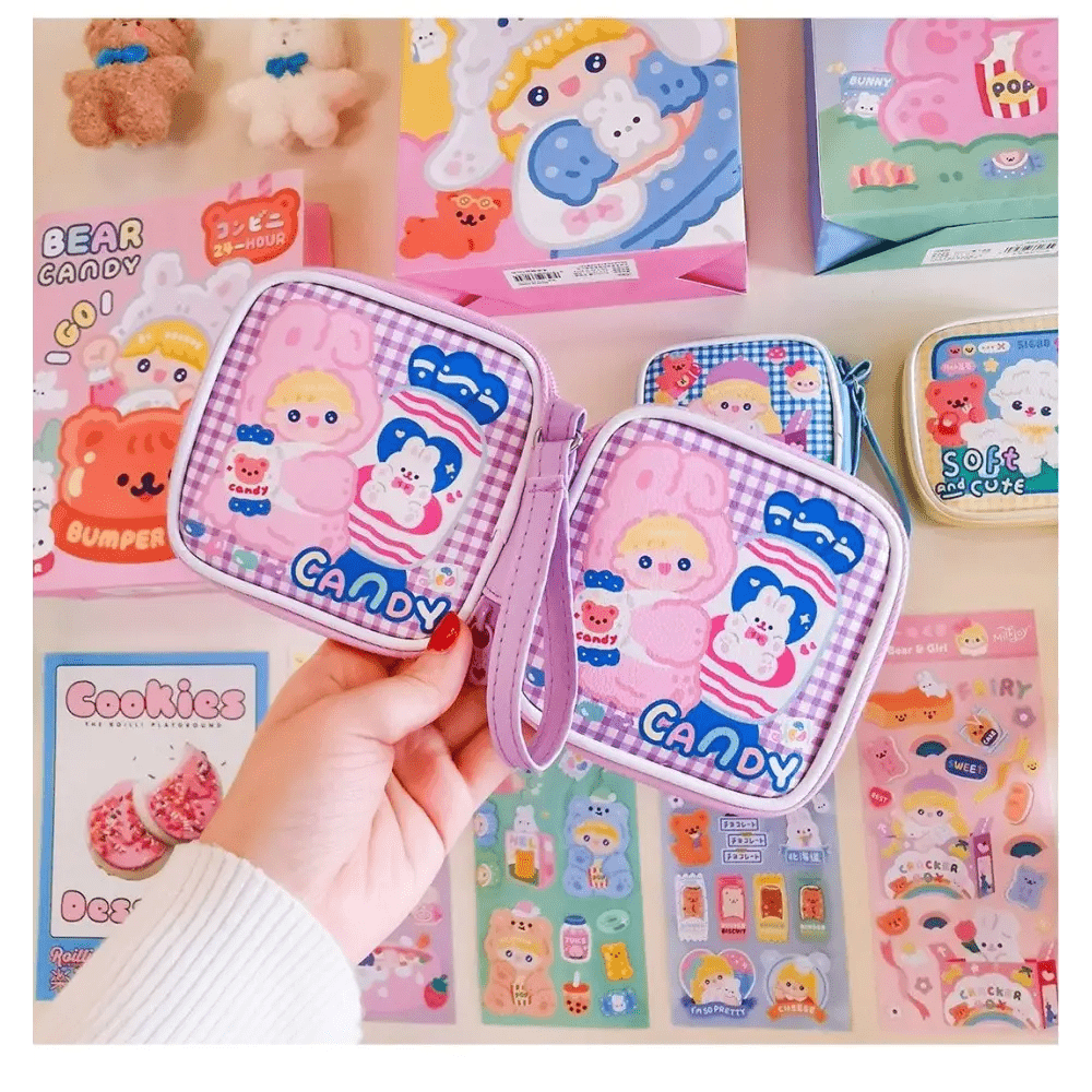 Bold Kawaii Patterned Pouch for Cords and Chargers - Cosparty